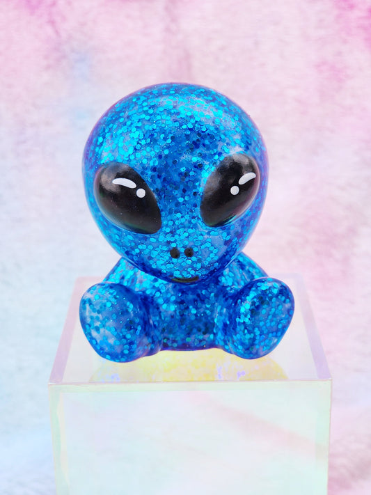 Blue Glitter Alien | Cute Novelty Gifts | Alien Lover | Office Desk Toy | Extraterrestrial Lover | Gift for Friend | Individual