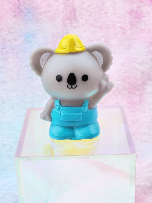 Construction Hard Hat Koala Animal Themed Grey Rubber Figure Rubber Animal Animals Rubber Duck Ducks - Grey Yellow Blue - Individual