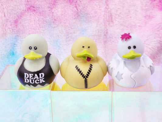 Zombie Dead Themed Rubber Duck Ducks - Grey Purple Green Black - Pack of 3