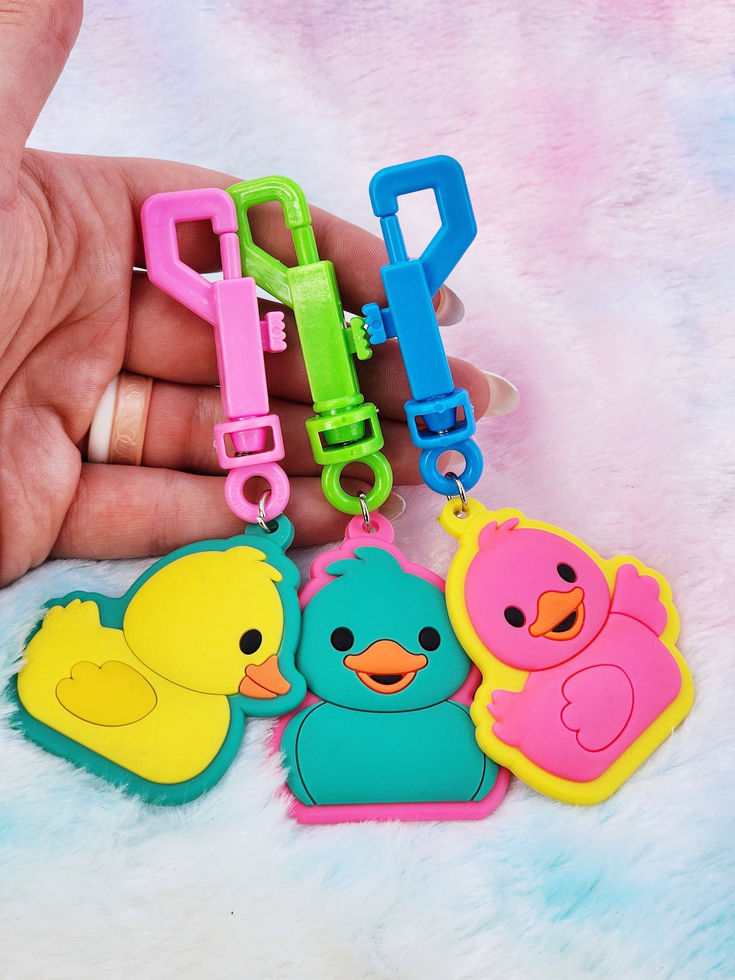 Rubber Duck Backpack Clip | Cute Novelty Gift | Gift for Friend | Funny Accessories | Funny Backpack Clip | Bright Colors | One | Pack of 3