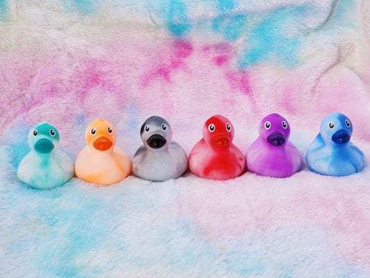 Marbled Rubber Ducks | Cute Novelty Gift | Bright Colors | Office Desk Toy | Gift for Friend | Duck Lover | Individual Item | Set of 6