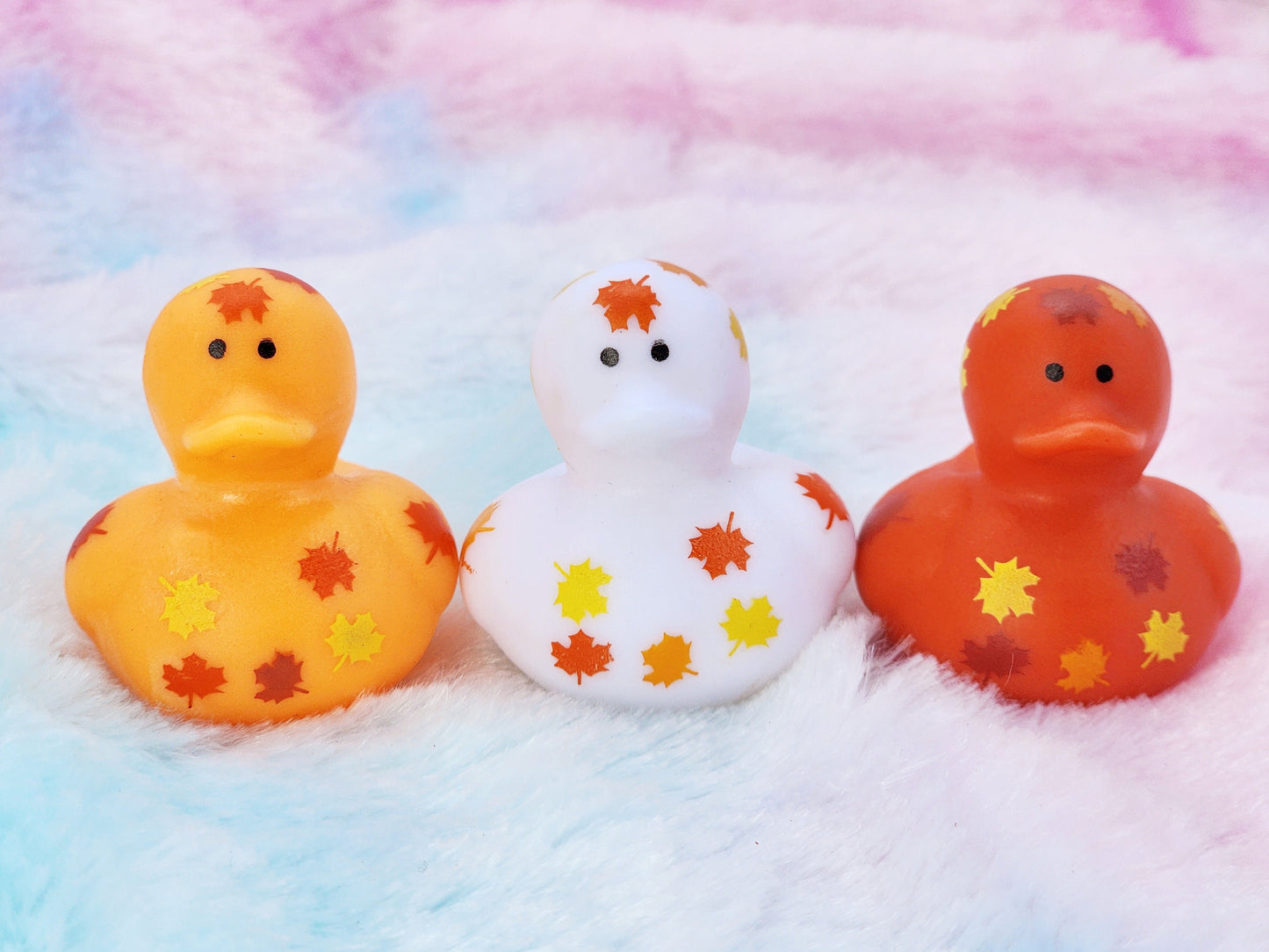 Mini Fall Rubber Ducks | Gift for Friend | Fall Lover | Fall Leaves | Cute Novelty Gift | Office Desk Toy | Individual | Pack of 3