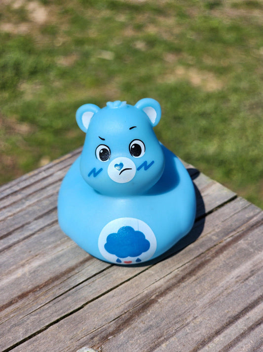 Angry blue care bear rubber ducks | cute novelty gift | gift for millennial | office desk toy | gift for friend | individual item