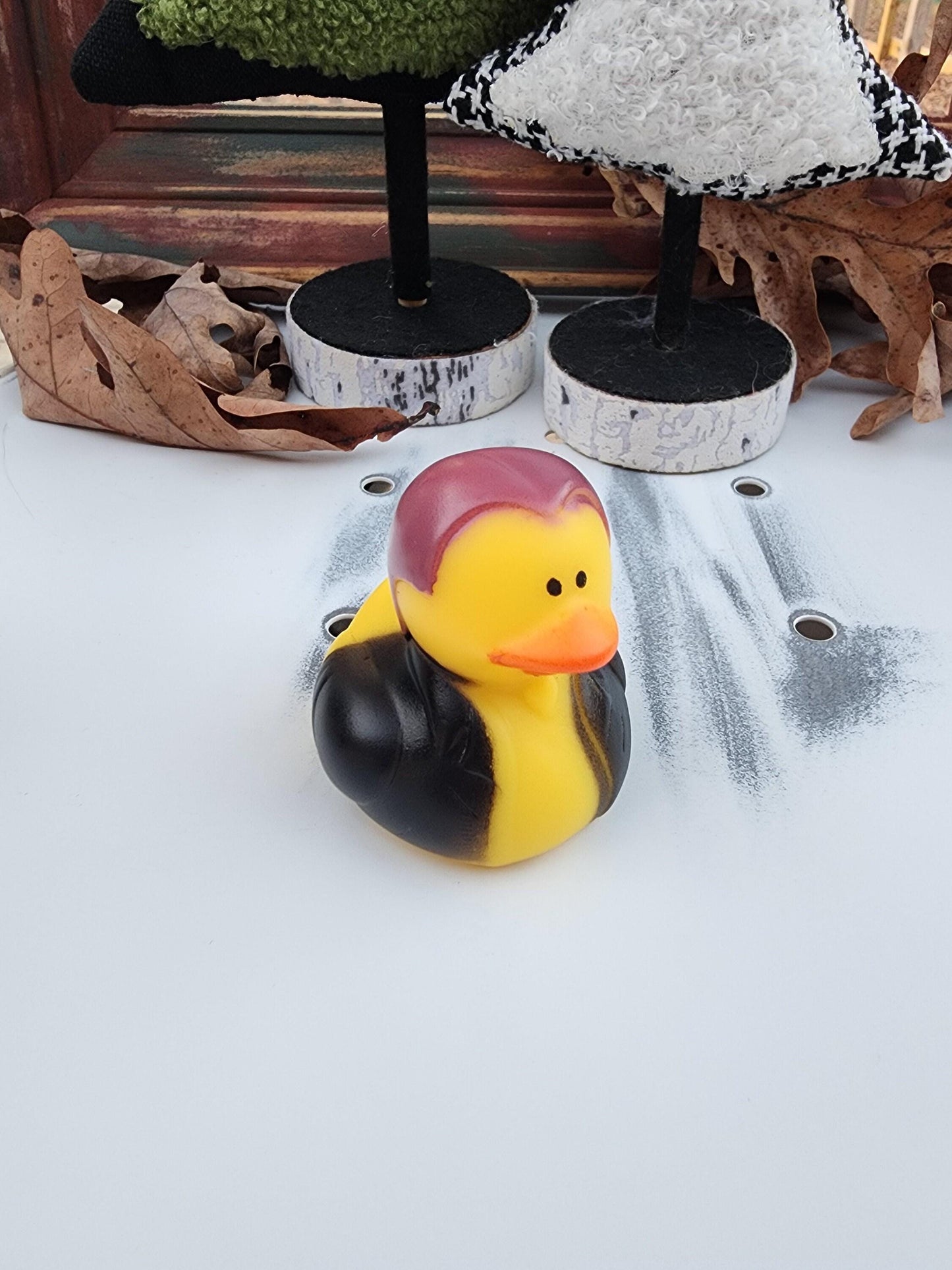 Biker themed yellow rubber duck ducks - red purple blue black - individuals or pack of 4