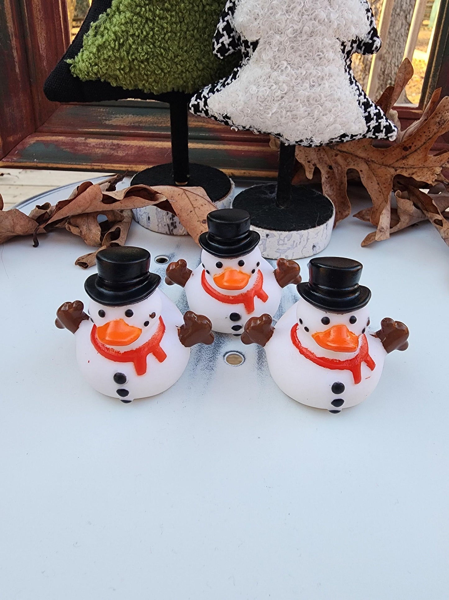 Snowmen christmas winter holiday themed white rubber duck ducks - individuals or pack of 3