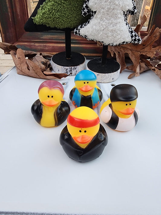 Biker themed yellow rubber duck ducks - red purple blue black - individuals or pack of 4