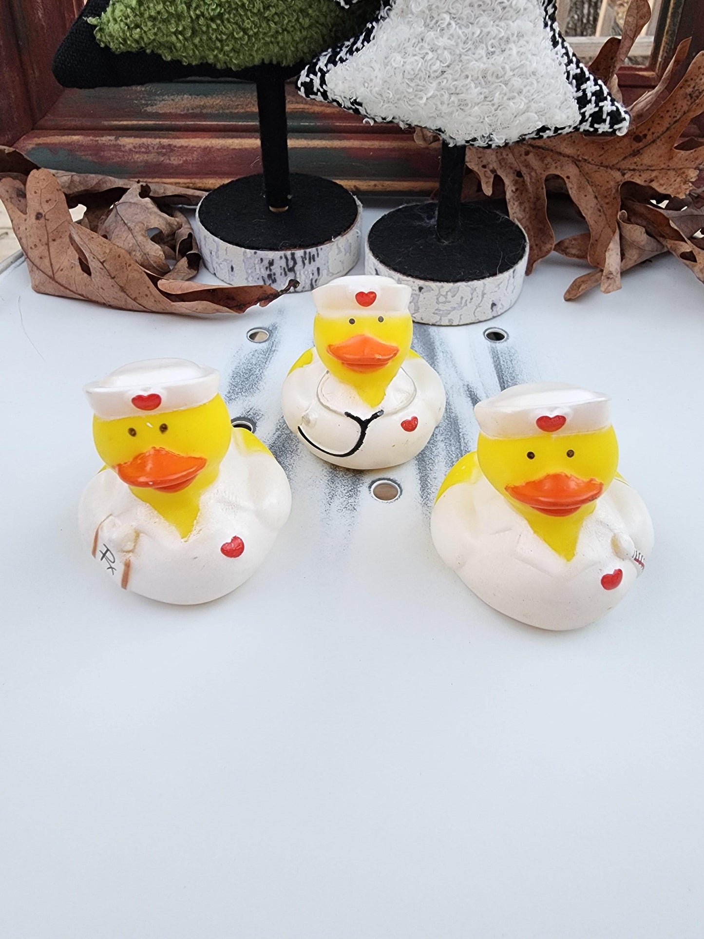 Nurse medical themed yellow rubber duck ducks - white red black - individuals or pack of 3